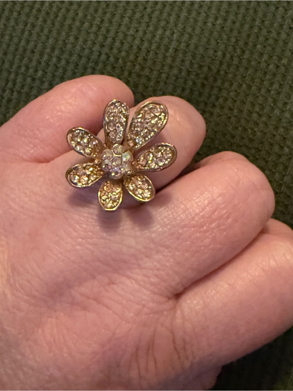 Gold Floral Crystal Ring - Women Jewelry